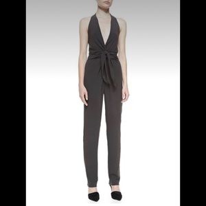 Halston Heritage Grey Crepe Jumpsuit, size 8